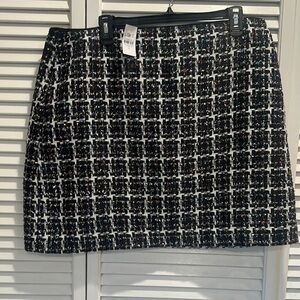 LOFT Black and White Pencil Mini Skirt